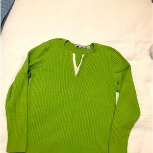 Ladies Long Sleeve Lime Cable Knit Sweater